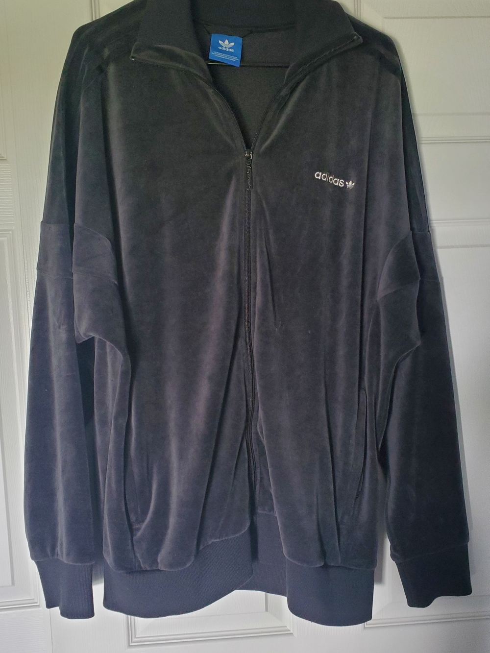 adidas Men’s Black Velour Zip-Up Jacket
